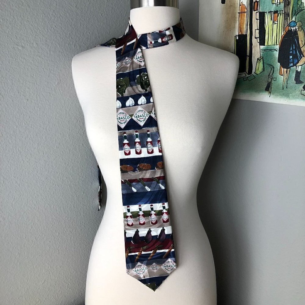 Tabasco Necktie Bottles Hot Pepper Sauce 100% Silk - Steakhouse
